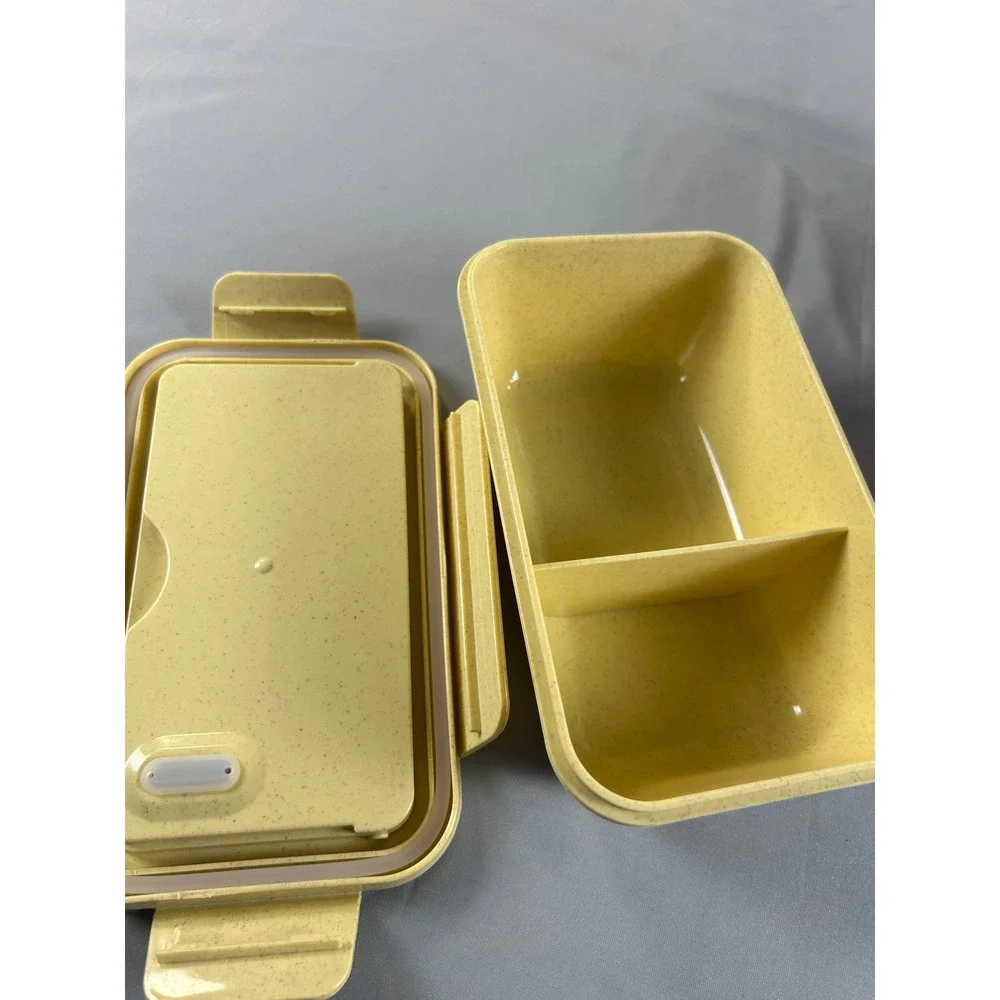3pc Box Set Pastel Pink Blue Yellow Divided Lunch Containers‎ missing utensils